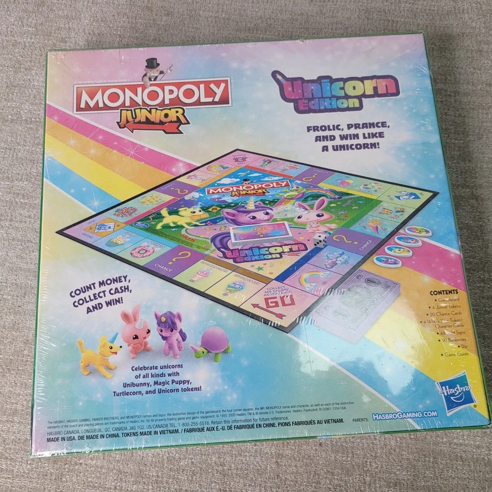 Hasbro Monopoly Junior Unicorn Edition Board Game Kids F1717 New Sealed